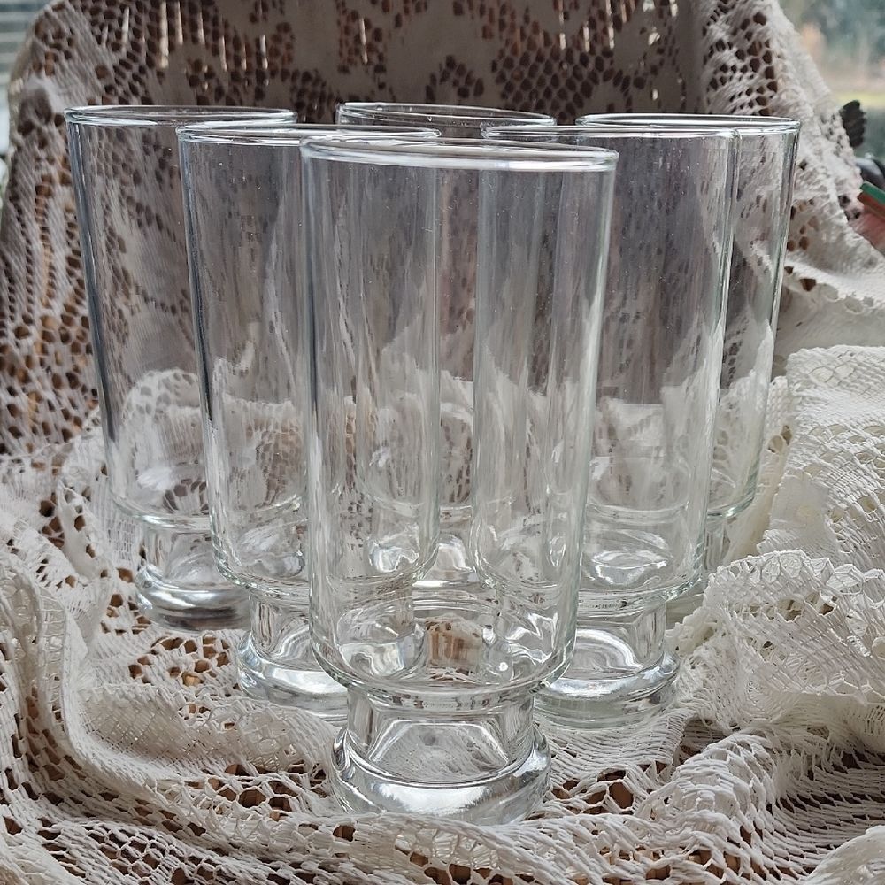 Set Of 6 MCM Vintage Footed Glass Tumblers